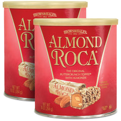 Almond Roca buttercrunch toffee with chocolate and almonds close-up of crunchy layers, ideal for gifting.