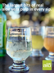 ALO Original real fruit and vegetable juices blend enhances vibrant taste.