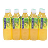 Aloevine Mango bottle shows tropical flavor and aloe pulp for refreshing on-the-go hydration.