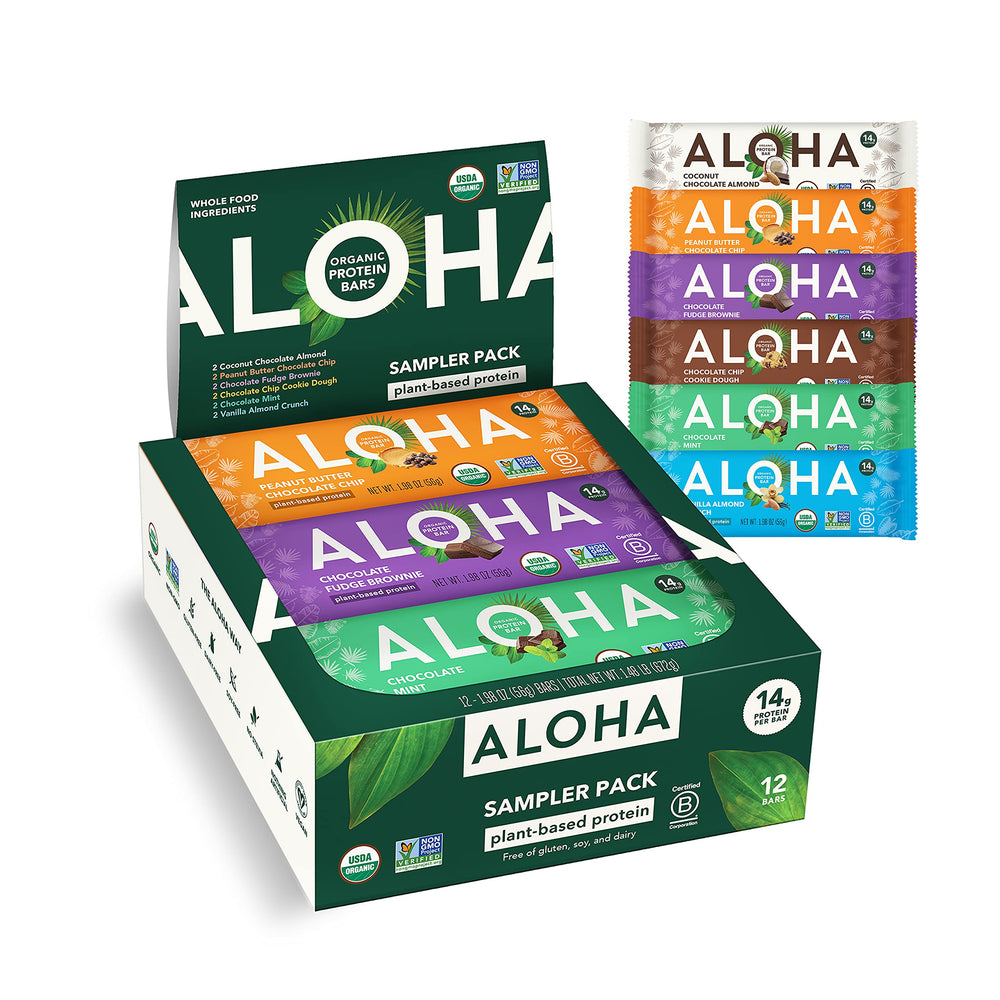 ALOHA bars variety pack box, perfect for on-the-go snacking.
