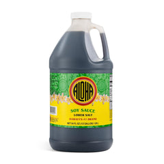 Aloha Shoyu Lower Salt bottle pouring to add bold flavor with reduced sodium.