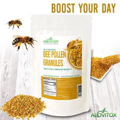 Sprinkled over oats for a vitamin-rich breakfast boost with Alovitox Bee Pollen Granules.