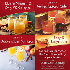 Hot cup serving of Alpine Spiced Apple Cider Original with warming cinnamon.