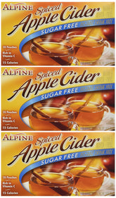 Alpine Spiced Cider box with three sugar-free packets for easy mixing.
