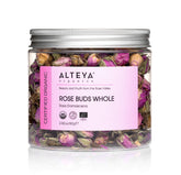 Alteya Organics Rose Bud Tea packaging shows premium organic quality.