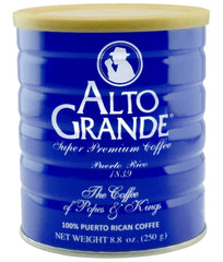 Alto Grande ground coffee canister front view for premium Puerto Rico blend