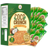 Amazin Choices COCO Crunch coconut crackers close-up showing crispy texture and aroma; ideal for on-the-go snacking.