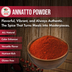 Achiote powder provides golden hue and subtle warmth for cooking from Amazing Chiles & Spices.