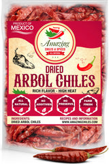 Amazing Chiles Chile De Arbol 4oz bag – resealable for lasting freshness.