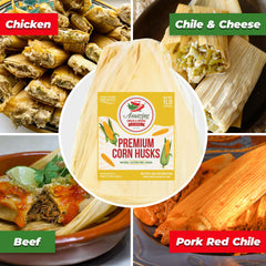 Amazing Chiles & Spices corn husks tamale wraps, sturdy wrappers for even steaming.