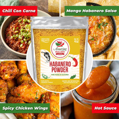 Close-up of habanero powder texture from Amazing Chiles & Spices for even seasoning.