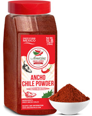 Amazing Chiles & Spices Ancho Chile Powder bottle versatile for sauces and mole