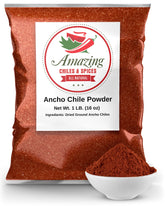Amazing Chiles Spices Ancho Chile Powder in a jar adds rich aroma for homemade mole
