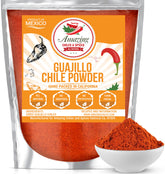 Amazing Chiles and Spices Guajillo Chile Powder bottle pour for sauces and stews.