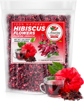 Amazing Chiles & Spices hibiscus flowers in 1lb bag closeup for hot or iced tea