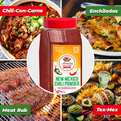 New Mexico chili powder powder texture closeup for even distribution in soups.