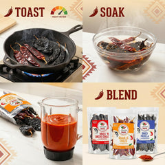 Amazing Chiles & Spices variety pack label showcases 12 oz for versatile Mexican recipes.
