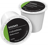 Amazon Brand Solimo Colombian coffee pods, rich flavor for morning rituals.