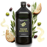 Amazon Fresh Italian olive oil bottle for cooking and finishing with a smooth peppered note.