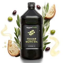 Amazon Fresh Italian olive oil bottle for cooking and finishing with a smooth peppered note.