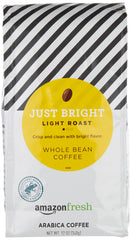 Amazon Fresh Just Bright coffee beans ready for grinding for a smooth morning brew