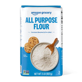 Amazon Grocery All Purpose Flour 2lb bag on counter for everyday baking.