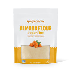 Amazon Grocery almond flour 16oz bag close-up, gluten-free baking essential.