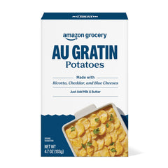 Amazon Grocery Au Gratin Potatoes box front, easy weeknight side option.