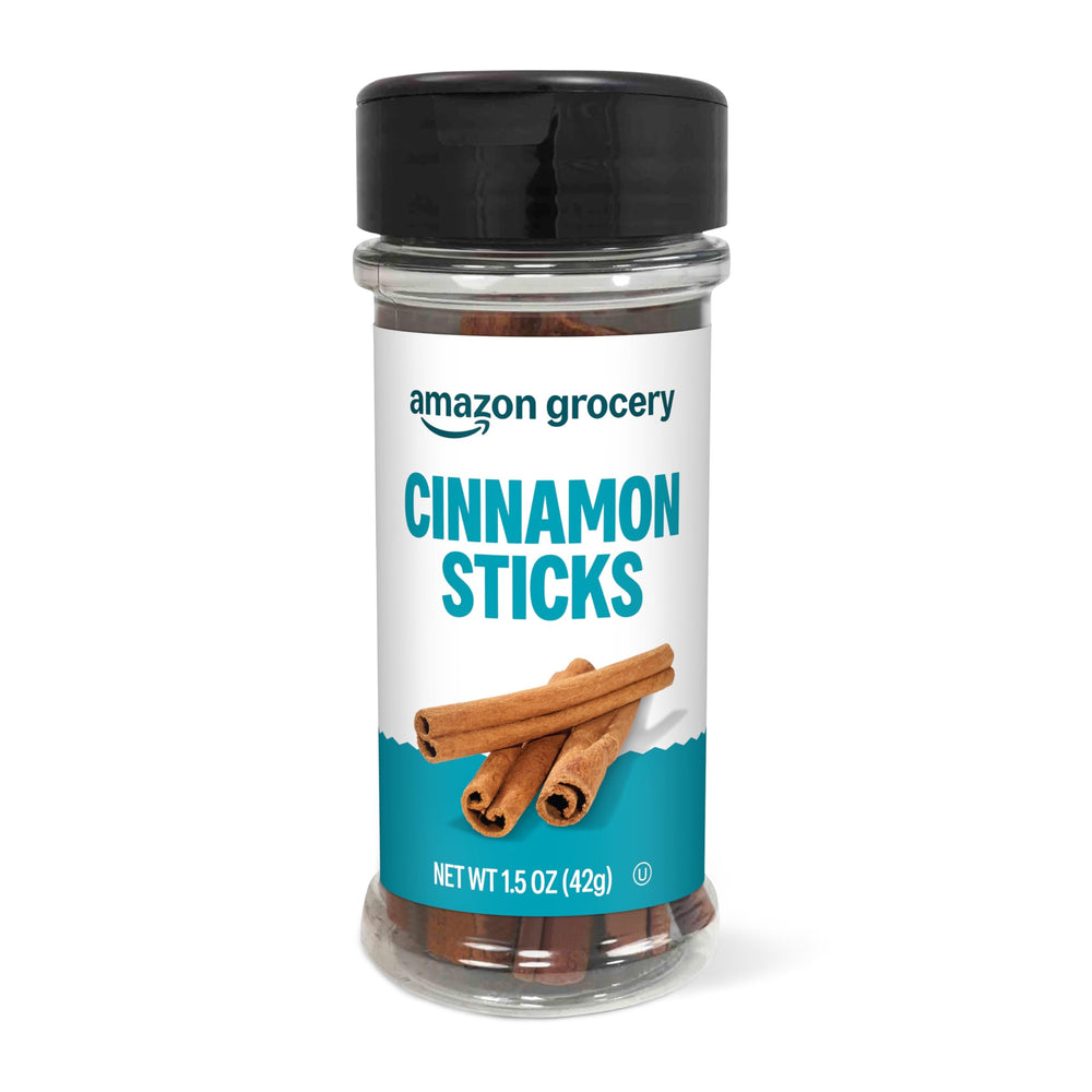 Amazon Grocery Cinnamon Sticks 1.5 oz bottle for easy baking and flavoring.
