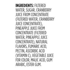 Amazon Grocery Cranberry Pineapple Juice Label Closeup highlighting ingredients.