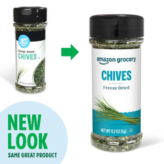 Amazon Grocery Freeze Dried Chives being poured to season a dish.