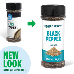 Amazon Grocery ground black pepper pour-cap bottle enhances instant seasoning