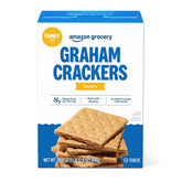 Amazon Grocery Honey Graham Crackers box on shelf, a convenient pantry staple