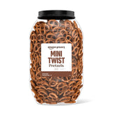 Amazon Grocery Mini Twist Pretzels 40oz container ideal for on-the-go snacking