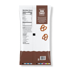 Amazon Grocery Mini Twist Pretzels bag back, clear ingredients for easy shopping decisions.