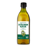 Amazon Grocery olive oil bottle showcasing cold-extracted formula for versatile cooking.