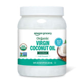 Amazon Grocery Organic Virgin Coconut Oil 54oz bottle showing rich flavor for cooking