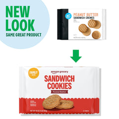 Amazon Grocery Peanut Butter Sandwich Cookies serving idea on plate with milk.