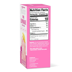Amazon Grocery Pink Lemonade powder dissolves easily in water for a refreshing sip.