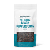 Amazon Grocery Tellicherry whole peppercorns in a 16 oz bag, ideal for grinding.