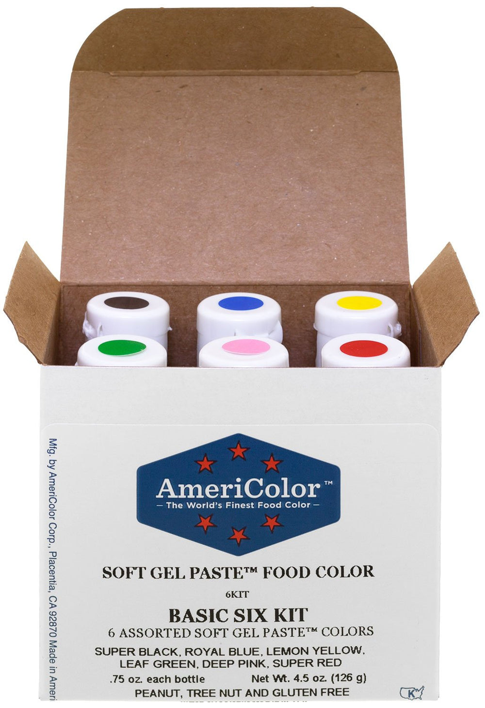AmeriColor Basic Six Kit packaging with six vibrant colors for professional decorating