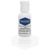AmeriColor Bright White bottle demonstrates vibrant royal icing and fondant color.