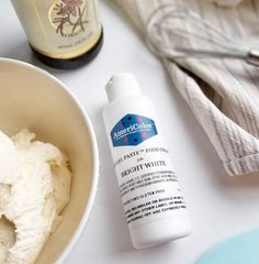 AmeriColor white icing on cake showing smooth, uniform color.