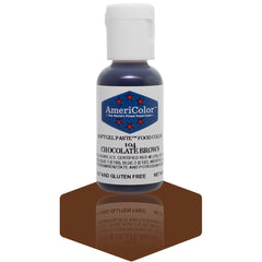 Americolor Soft Gel Paste Chocolate Brown bottle shows rich fondant color