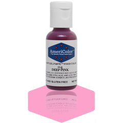 Americolor Soft Gel Paste Deep Pink in a jar colors icing with vibrant, even shade