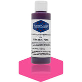 AmeriColor Soft Gel Paste Electric Pink bottle shines, delivering vibrant icing color for smooth decorating.