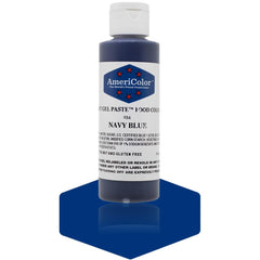 Americolor Soft Gel Paste navy blue bottle showing bold color option for cakes