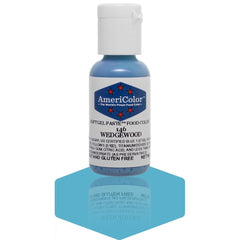 AmeriColor Soft Gel Paste Wedgewood bottle shows vibrant, even icing color with minimal product