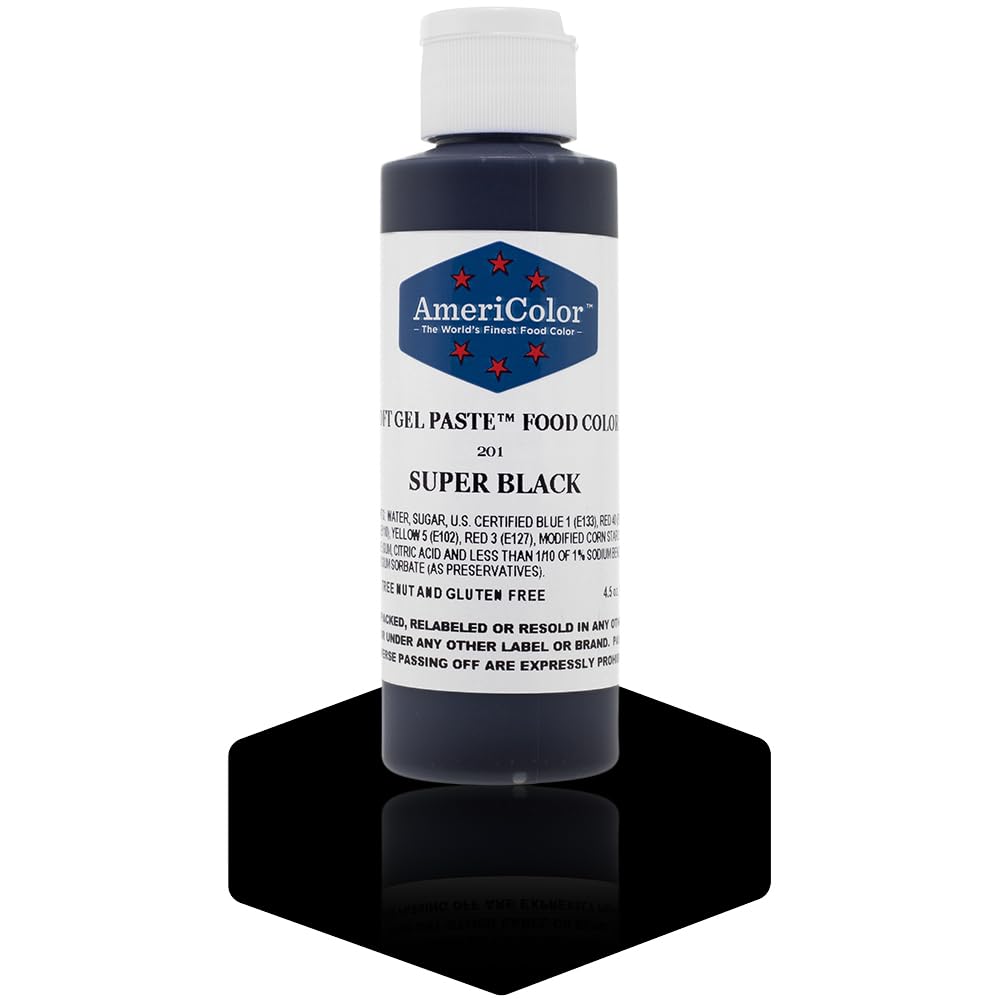 AmeriColor Super Black soft gel paste bottle cap for precise icing color