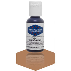 AmeriColor Warm Brown soft gel paste bottle for even color in frostings.